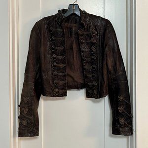 All Saints Cropped Leather Jacket